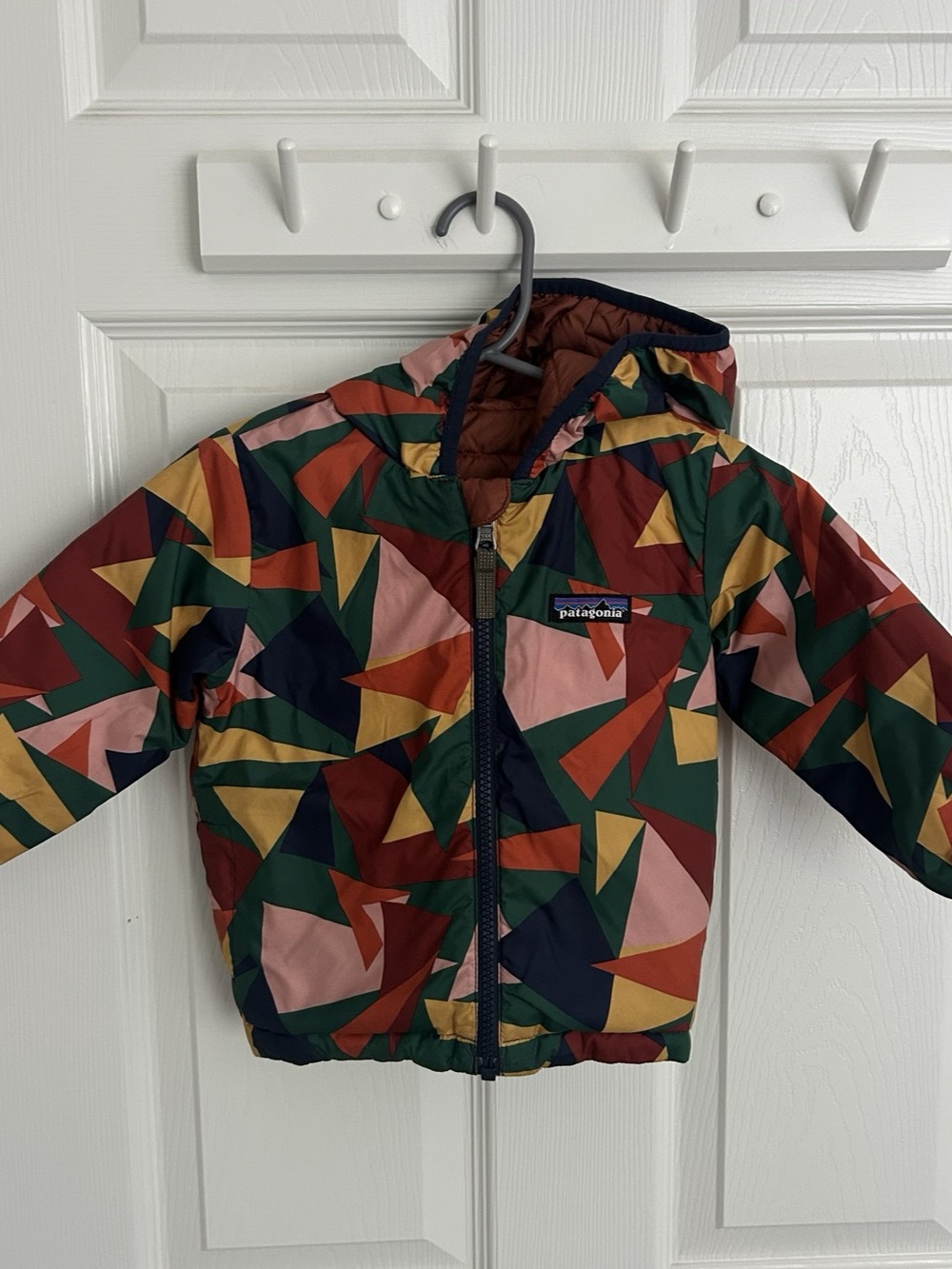 Patagonia 2-3T reversible hooded puffer down jacket
